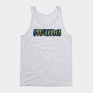 Yellow and Blue Floral Mama Design Tank Top